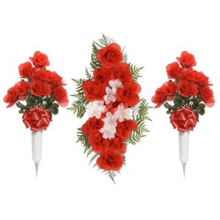 Sage & Co 26 inch Red Rose Headstone and 24 inch Rose Arrangement (Set