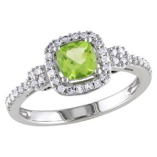 CT. T.W. Peridot and 1/5 CT. T.W. Diamond Shared Prong Ring in 10K