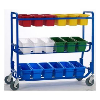 Library on Wheels Cart with 18 Small Tubs by Copernicus