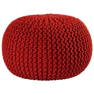 16 inch Red Cotton Rope Pouf Ottoman   15789727  