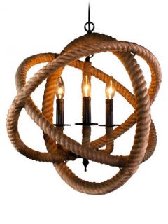 Rope Enclosed 3 Light Chandelier by Warehouse of Tiffany