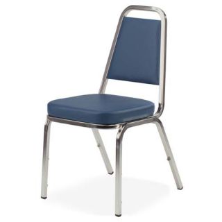 Lorell Stacking Chair, 4 per Carton, Blue/Chrome Frame