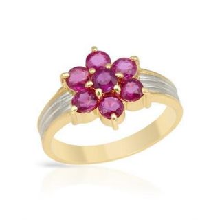 Ring with 0.98ct TW Rubies Crafted in 900/18K Platinum and gold.Total