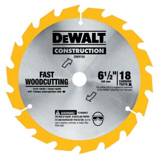 DEWALT Construction 6 1/2 in 18 Tooth Standard Carbide Circular Saw Blade