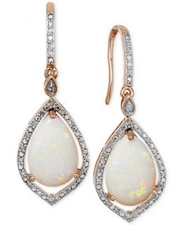 Opal (2 5/8 ct. t.w.) and Diamond (1/6 ct. t.w.) Earrings in 14k Rose