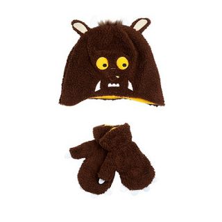 The Gruffalo Boys brown Gruffalo fleece hat and mittens set