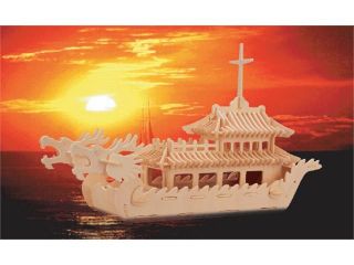 Puzzled 1504 Dragon Boat 3D Natural Wood Puzzle   141 Pieces