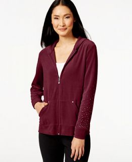 Style & Co. Embellished Velour Hoodie, Only at   Jackets