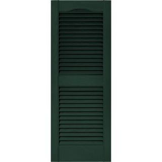 Builders Edge 15 in. x 39 in. Louvered Vinyl Exterior Shutters Pair in #122 Midnight Green 010140039122