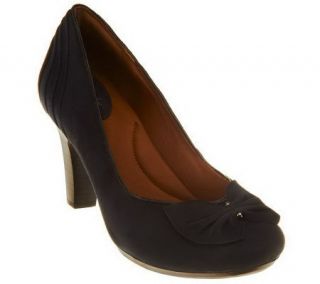 Clarks Artisan Society Ball Suede Pumps w/Bow & Pleating Detail —