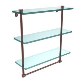 Allied Brass 16 in. W x 16 in. L Triple Tiered Glass Shelf with Integrated Towel Bar in Antique Copper NS 5/16TB CA