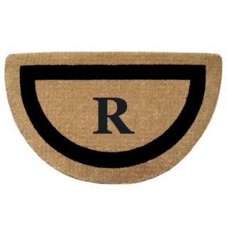 Creative Accents Single Picture Frame Black 22 in. x 36 in. HeavyDuty Coir Half Round Monogrammed R Door Mat 02053R