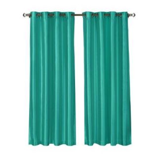 Window Elements Jane Faux Silk Turquoise Grommet Extra Wide Curtain Panel, 54 in. W x 84 in. L YMC001551