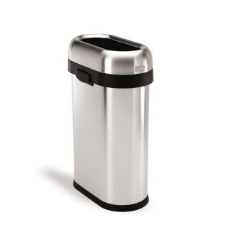 simplehuman Slim Open Top 50 Liters Brushed Stainless Steel Steel Commercial/Residential Indoor Touchless Trash Can Lid(S) Included