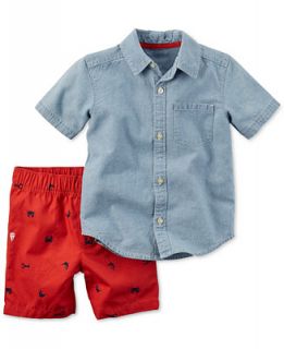 Carters Toddler Boys 2 Pc. Button Front Shirt & Shorts Set   Sets