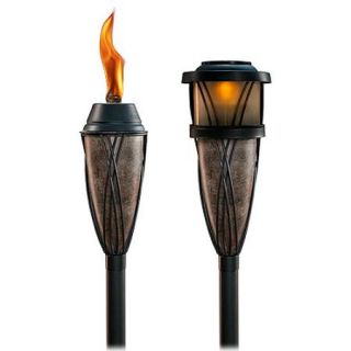 TIKI Brand 2 in 1 Flame and Solar Multi Use Torches, Set of 2, Slate Finish
