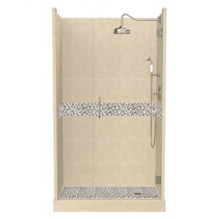 American Bath Factory Java Medium with Accent Fiberglass and Plastic Composite Wall and Floor Alcove Shower Kit (Actual: 86 in x 32 in x 60 in)