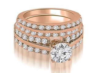 2.85 cttw. Two Row Round Cut Diamond Bridal Set in 18K Rose Gold