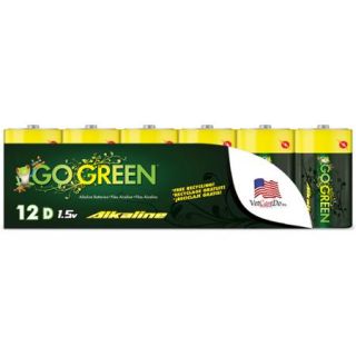 Go Green Alkaline D Batteries, 12pk
