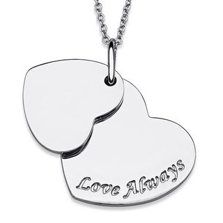 Platinum plated Love Always Double Heart Necklace
