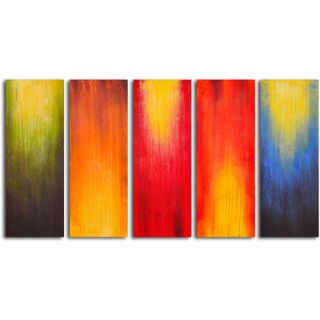 My Art Outlet Hand Painted Paintbrush Panels of Color 5 Piece Oil