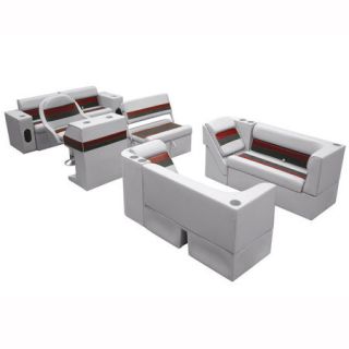 Deluxe Pontoon Furniture w/Classic Base   Complete Boat Package E Gray/Red/Char 98277gryredchr