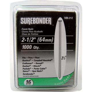 Surebonder Straight Finish Nails — 1000 Pk., 16 Gauge, 2 1/2in. Model# 500-212G