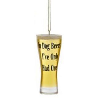 3.25" Glass of Foamy Ale Beer with "In Dog Beers" Saying Drink Christmas Ornament