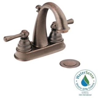MOEN Kingsley 4 in. Centerset 2 Handle High Arc Bathroom Faucet in Oil Rubbed Bronze with Drain Assembly 6121ORB