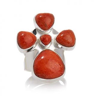 Jay King Orange Coral Cross Sterling Silver Ring   7474493