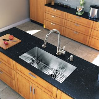 VIGO All in One 32 inch Undermount Stainless Steel Kitchen Sink and