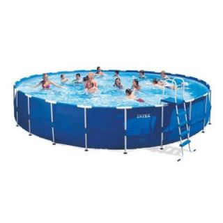 Intex 24 ft. Round 52 in. Deep Metal Frame Above Ground Swimming Pool 28261EH