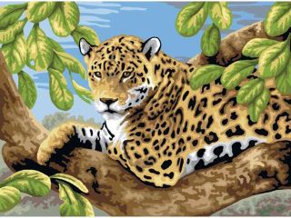 Junior Large Paint By Number Kit 15 1/4" X 11 1/4" Leopard In Tree