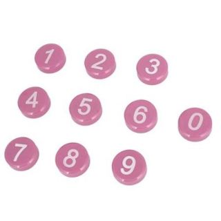 10 Pcs Magnetic Round Base Arabic Number Pattern Whiteboard Fridge Magnets Pink