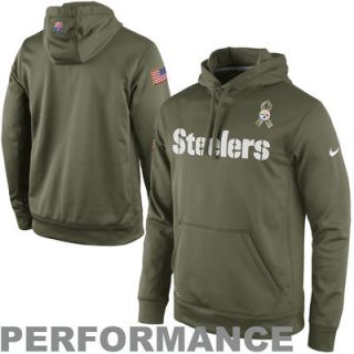 Nike Pittsburgh Steelers Salute to Service KO Pullover Performance Hoodie   Olive