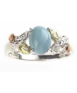 Black Hills Gold and Silver Turquoise and Diamond Ring  