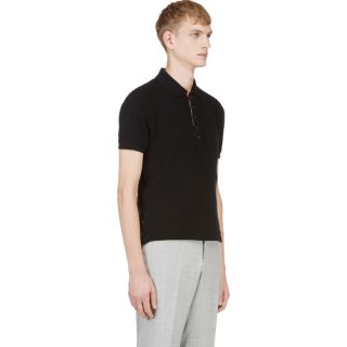 Thom Browne Black Textured Knit Polo
