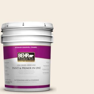 BEHR Premium Plus 5 gal. #OR W10 White Flour Eggshell Enamel Interior Paint 205005