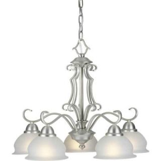 Talista 5 Light Brushed Nickel Chandelier with White Linen Glass Shade CLI FRT2408 05 55