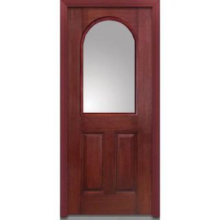 Milliken Millwork 36 in. x 80 in. Classic Clear Glass 1/2 Arch Lite 2 Panel Finished Mahogany Fiberglass Prehung Front Door Z000135L