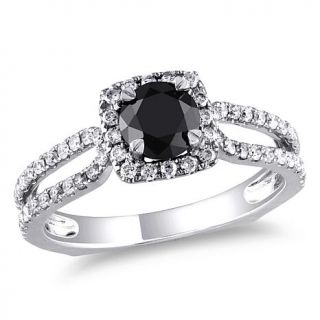 14K White Gold 1.22ct Black and White Diamond Split Shank Engagement Ring   8025969