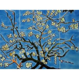 overstockArt Van Gogh, Branches of an Almond Tree in Blossom Mural 18 in. x 24 in. Wall Tiles DISCONTINUED TVG4096X6X12