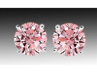4 carat Pink round cut diamond earring white gold ear ring