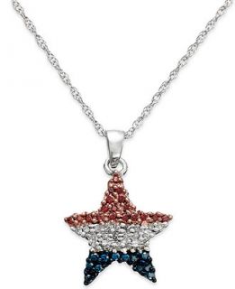 Diamond Flag Star Pendant Necklace in Sterling Silver (1/4 ct. t.w