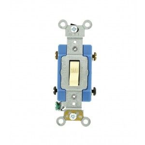 Leviton 1202 2I Double Pole Toggle Switch, 15A, 120/277V, Ivory, Industrial Grade