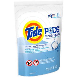 Tide PODS Free & Gentle HE Turbo Laundry Detergent Pacs, 31 count