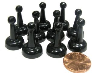 Set of 10 Standard Pawns 25mm Peg Pieces for Board Game Play   Black