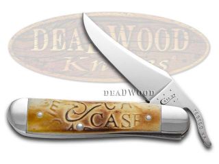 CASE XX Embellished Burnt Oatmeal Bone Russlock Stainless Pocket Knife Knives