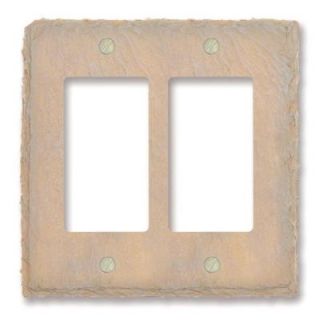 Amerelle Faux Slate Resin 2 Decora Wall Plate   Almond 8345RRA