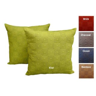 City Solid Geometric Embroidered 18x18 inch Throw Pillows (Set of 2